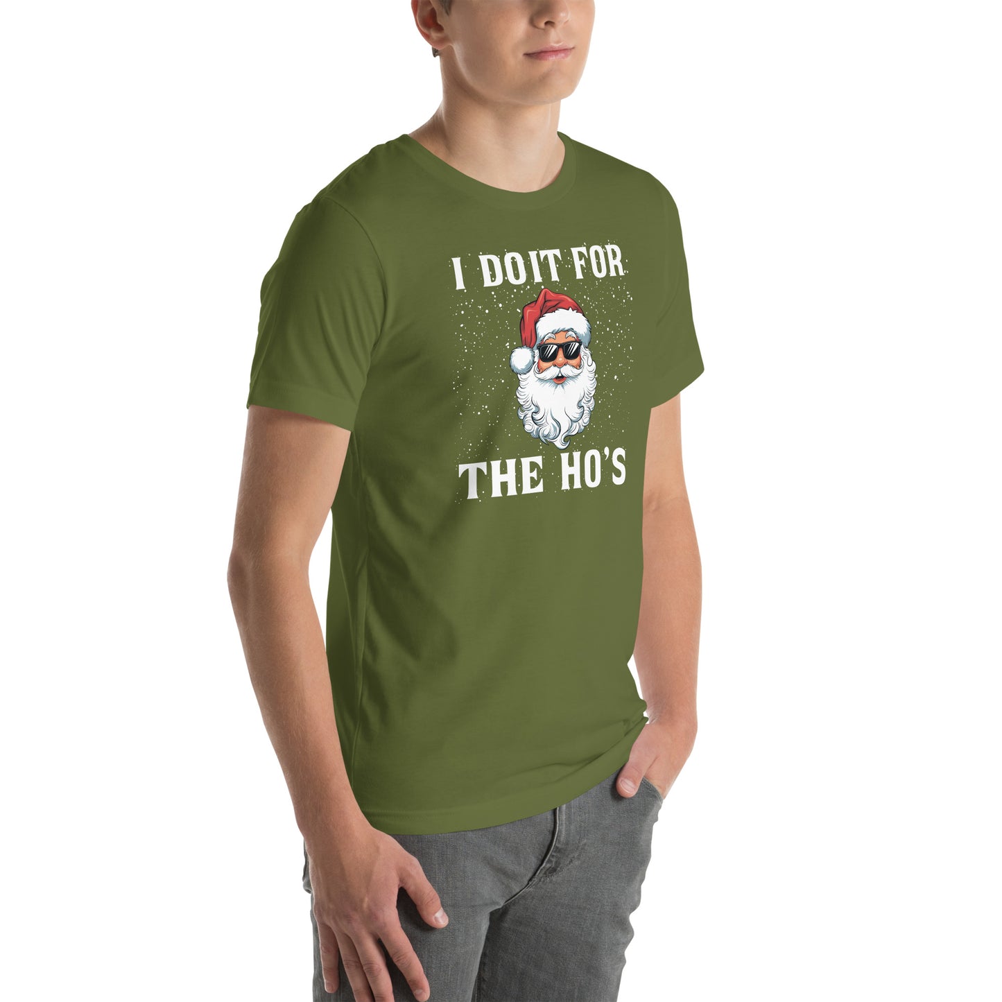 I Do It for the Ho's - Christmas Santa T-Shirt - Color: Black