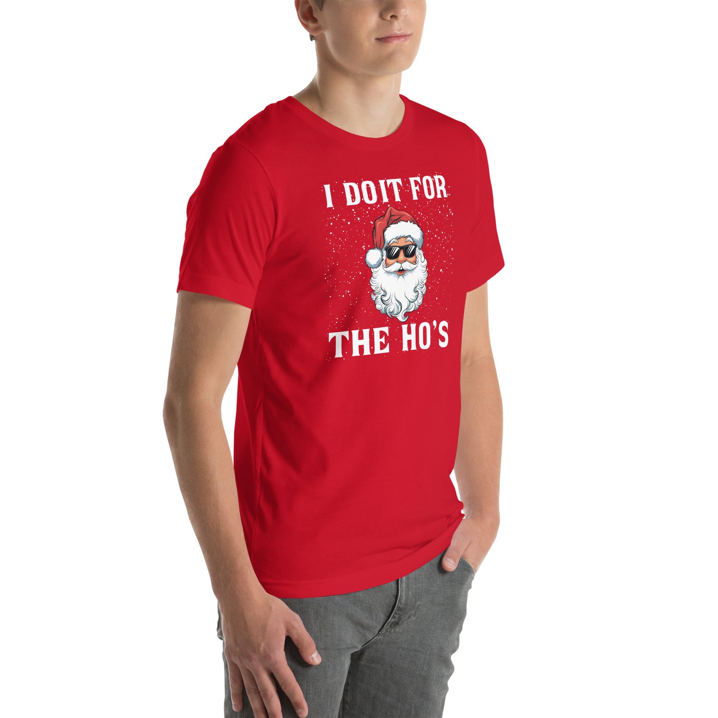 I Do It for the Ho's - Christmas Santa T-Shirt - Color: Black