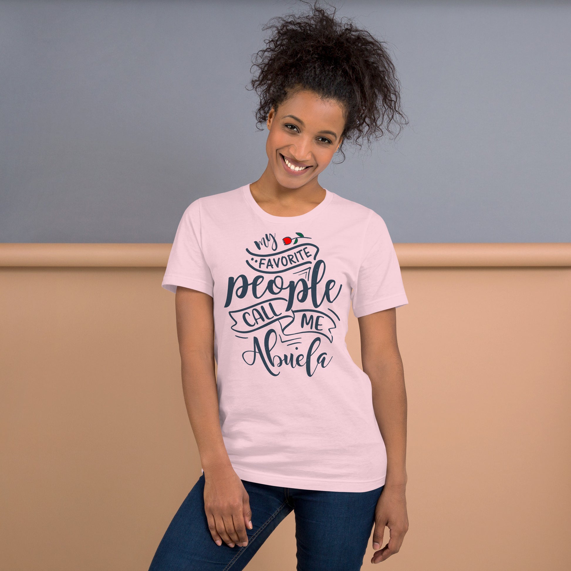 My Favorite People Call Me Abuela T-Shirt Color: Soft Pink