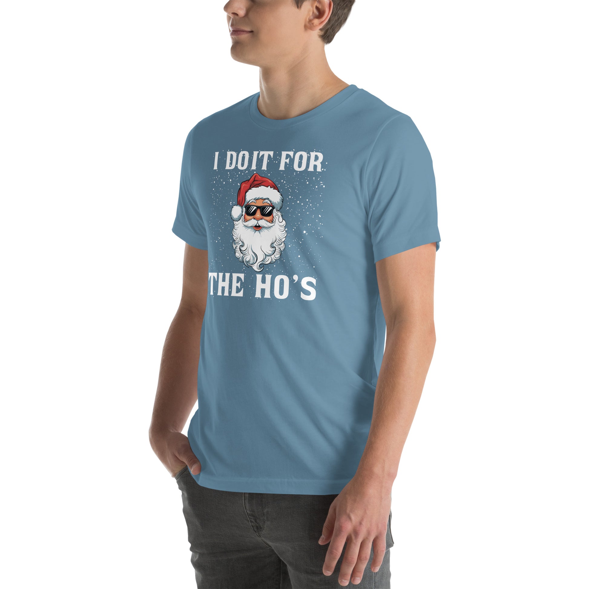 I Do It for the Ho's - Christmas Santa T-Shirt - Color: Black