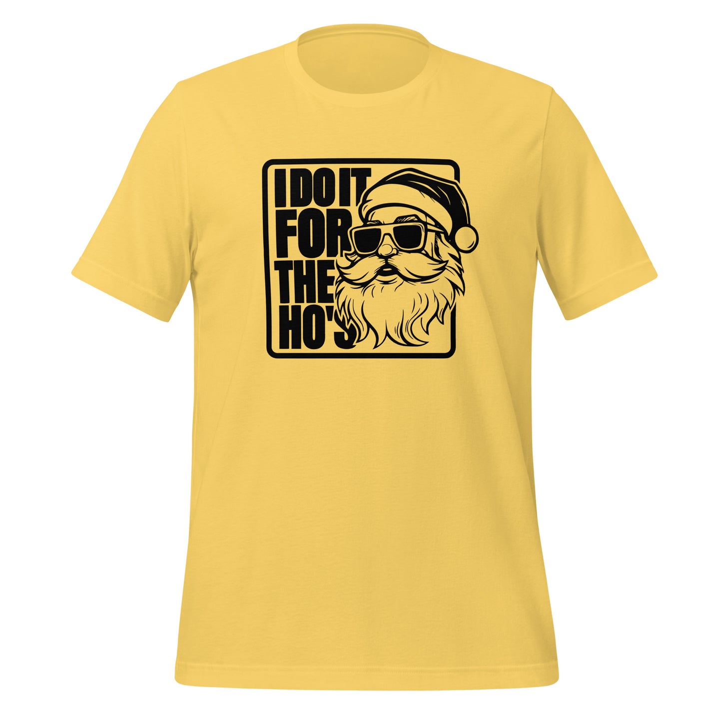 Funny Christmas Tee - Santa says I Do It for the Ho's T-Shirt - Color: Yellow